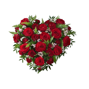 CORAZON DE ROSAS ROJAS, RAMOS DE FLORES FUNERARIOS